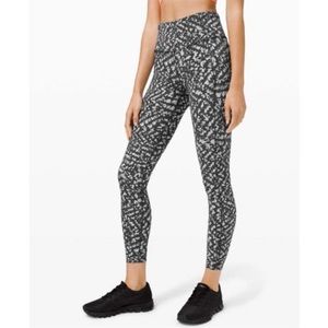 Lululemon Fast and Free Tight 25” Pace Lace Graphite Gray Multi Size 4